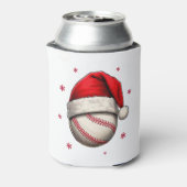 Honkbal Bal Rode Kerstman Hoed Kerstmis Blikjeskoeler (Blikje Achterkant)