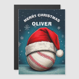 Honkbal Bal Rode Kerstman Hoed Naam Kerstkaart