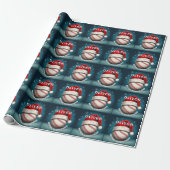 Honkbal Bal Rode Kerstman Hoed Naam Kerstmis Cadeaupapier (Uitgerold)