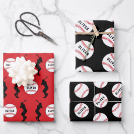 Honkbal Bal Speler Kinderen Naam Verjaardag Inpakpapier Vel