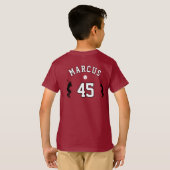 Honkbal Bal Speler Silhouet Naam Nummer T-shirt (Achterkant volledig)