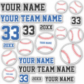 Honkbal Bal Speler Team Naam Nummer Jaar Sticker (Voorkant)