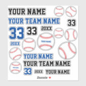 Honkbal Bal Speler Team Naam Nummer Jaar Sticker (Vel)