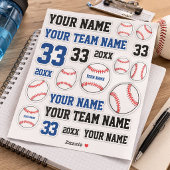 Honkbal Bal Speler Team Naam Nummer Jaar Sticker