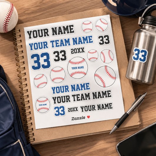 Honkbal Bal Speler Team Naam Nummer Jaar Sticker
