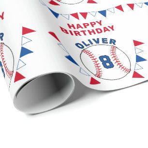 Honkbal bal vlaggen Kids Verjaardag  Cadeaupapier