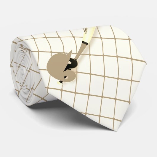 Honkbal Ball Helm Tan Check stropdas (Opgerold)