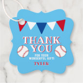 Honkbal Ballen Blauwe Verjaardag Dank u Bedankjes Labels (Voorkant)