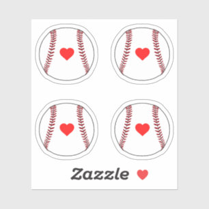 Honkbal ballen met rood hart pack sticker