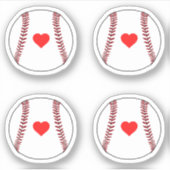 Honkbal ballen met rood hart pack sticker (Voorkant)