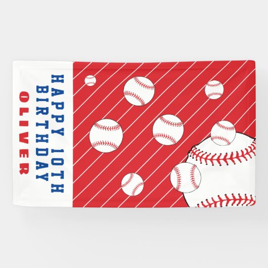 Honkbal Ballen Red Kids Verjaardagsfeest Spandoek (Horizontaal)