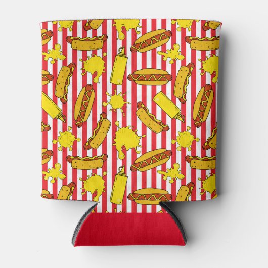 Honkbal Ballpark Weiner Hot Dog en Mosterd Print Blikjeskoeler (Voorkant)