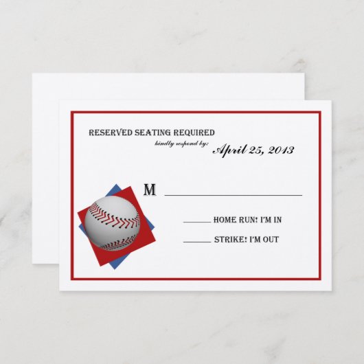 Honkbal Bar Mitswa Reageer op Felt RSVP Kaartje (Voorkant / Achterkant)