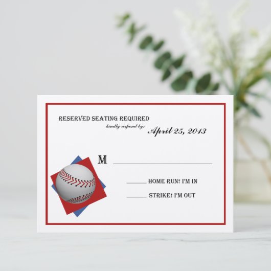 Honkbal Bar Mitswa Reageer op Felt RSVP Kaartje (Staand voorkant)