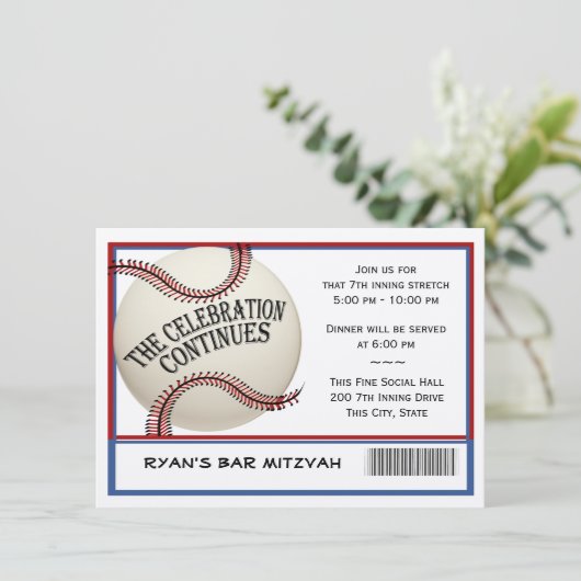 Honkbal Bar Mitswa Viering Kaart (Staand voorkant)