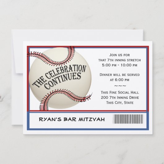 Honkbal Bar Mitswa Viering Kaart (Voorkant)