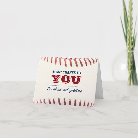 Honkbal Bar Mitzvah Dank u Nota Bedankkaart (Voorkant)