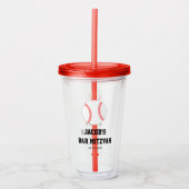 Honkbal Bar Mitzvah gepersonaliseerd Acryl Drinkbeker (Voorkant)