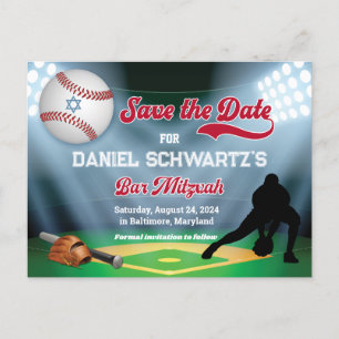 Honkbal Bar Mitzvah Save the Date Briefkaart