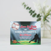 Honkbal Bar Mitzvah Save the Date Briefkaart (Staand voorkant)