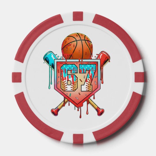 Honkbal Basketbal Jersey Nummer 67 Drip Sport Poker Chips (Voorkant)