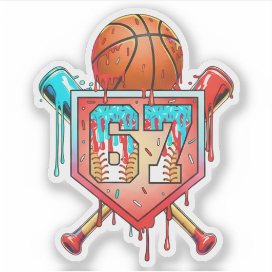 Honkbal Basketbal Jersey Nummer 67 Drip Sport Sticker (Voorkant)