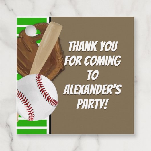 Honkbal Bat Sports Boys Verjaardagsfeest Thema Bedankjes Labels (Voorkant)