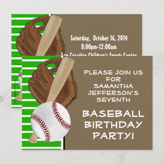 Honkbal Bat Sports Boys Verjaardagsfeest Thema Kaart (Voorkant / Achterkant)