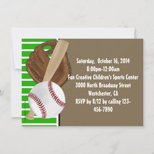 Honkbal Bat Sports Boys Verjaardagsfeest Thema Kaart (Achterkant)