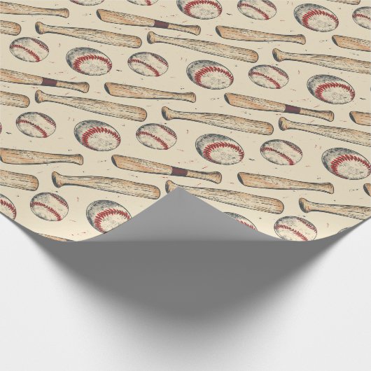 Honkbal Bat Throwback Cadeaupapier (Hoek)