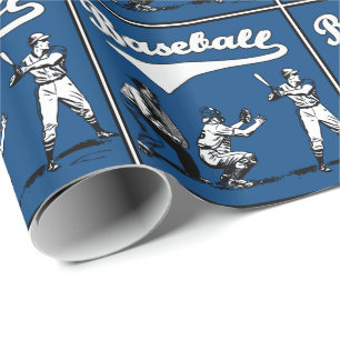 Honkbal Batter Catcher Umpire Blue Gift Cadeaupapier