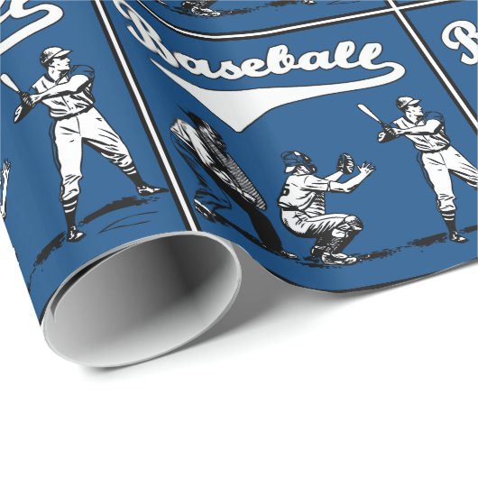 Honkbal Batter Catcher Umpire Blue Gift Cadeaupapier (Rol Hoek)