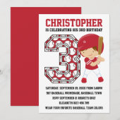 Honkbal Batter Rood Wit 3e Verjaardagsfeest Kaart (Voorkant / Achterkant)