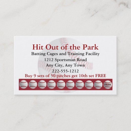 Honkbal Batting Cage Sports Loyalty Punch Kaart (Voorkant)