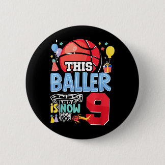 Honkbal Bball 9e verjaardag Deze Baller is nu 9 Ronde Button 5,7 Cm