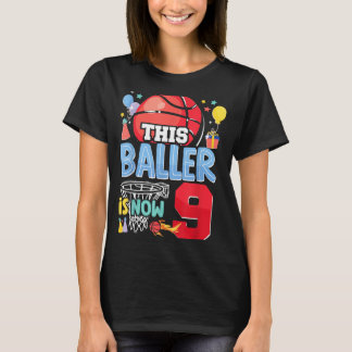 Honkbal Bball 9e verjaardag Deze Baller is nu 9 T-shirt