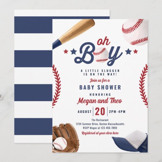 Honkbal beetje sloeber op de weg Baby shower Kaart (Voorkant / Achterkant)