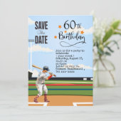 Honkbal bewaar de datum 60ste verjaardagsfeestje kaart (Staand voorkant)