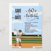 Honkbal bewaar de datum 60ste verjaardagsfeestje kaart (Voorkant / Achterkant)