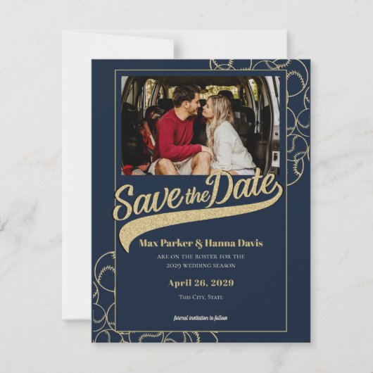 Honkbal bewaar de datum met foto save the date (Voorkant)