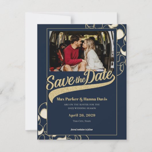 Honkbal bewaar de datum met foto save the date (Voorkant)