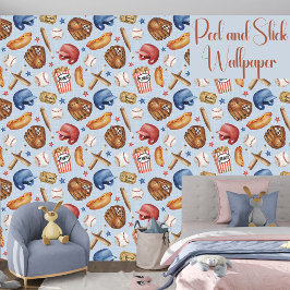 Honkbal Blauw en Rood Sport Jongens Peel en Stick Behang