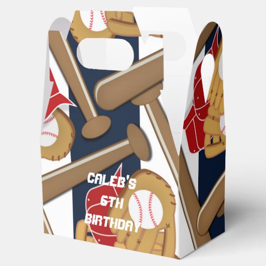 Honkbal Blauw Gestreepte Verjaardagsfeestvoordeeld Bedankdoosjes (Geopend)