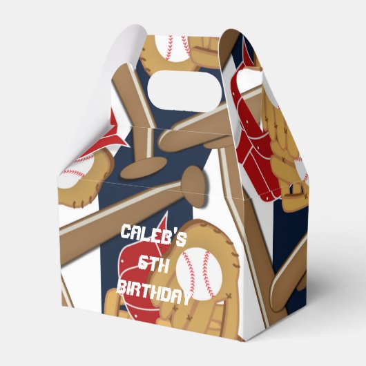 Honkbal Blauw Gestreepte Verjaardagsfeestvoordeeld Bedankdoosjes (Voorkant Zijde)