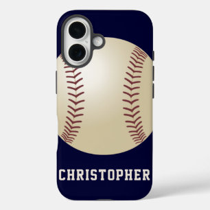 Honkbal, Blauw, Naam, iPhone 16 Hoesje