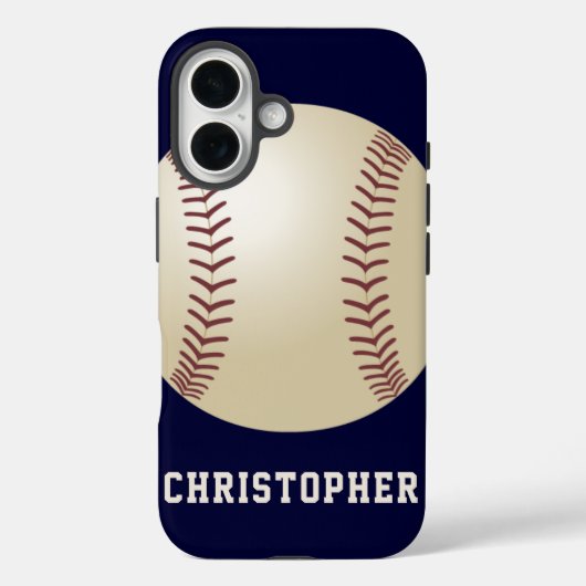 Honkbal, Blauw, Naam, Case-Mate iPhone Case (Achterkant)