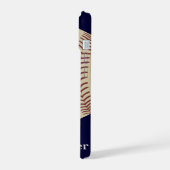 Honkbal, Blauw, Naam iPhone 15 Case (Linkerkant)