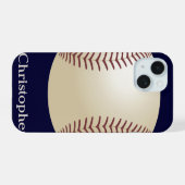 Honkbal, Blauw, Naam iPhone 15 Case (Achterkant horizontaal)