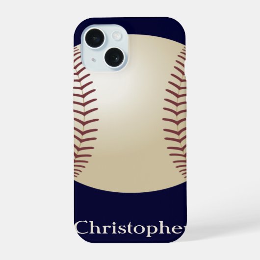 Honkbal, Blauw, Naam iPhone 15 Case (Achterkant)