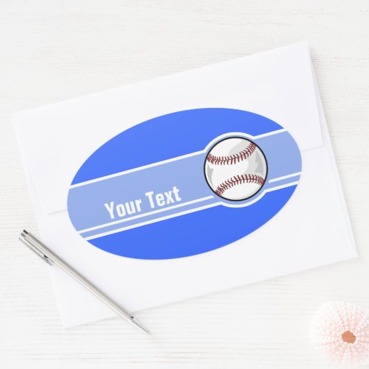 Honkbal; Blauw Ovale Sticker (Envelop)